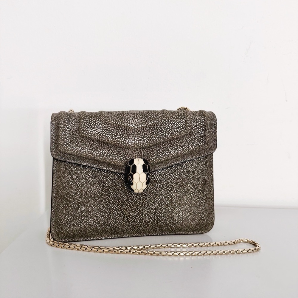 $4,000 Bulgari bvlgari serpenti forever shoulder bag on chain stingray exotic